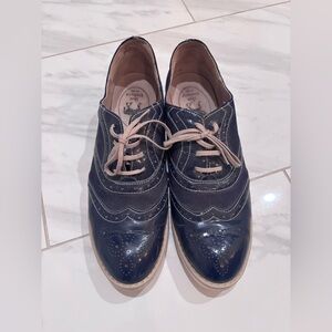 Navy Blue Embassy London Oxford Leather Shoes
